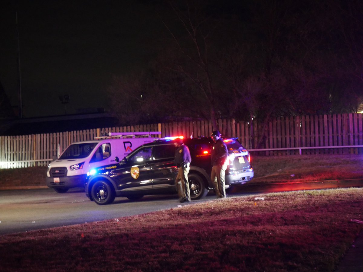 Maryland State Police box-in a work truck that was reported recently STOLEN on Annapolis Road at Cooper Lane in Landover Hills, Maryland.A male and female have been detained alongside a BABY, who they had with them at the time of the theft