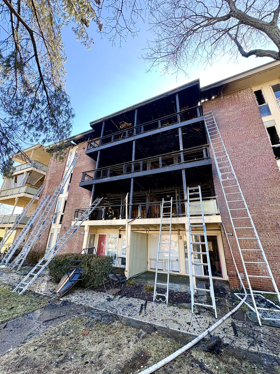 Structure fire  7200 block Donnell Pl in Forestville. PGFD units on scene of 4-story multi-family dwelling with fire showing. A 2nd alarm has been sounded. Fire is out. 1 patient transported in critical condition.