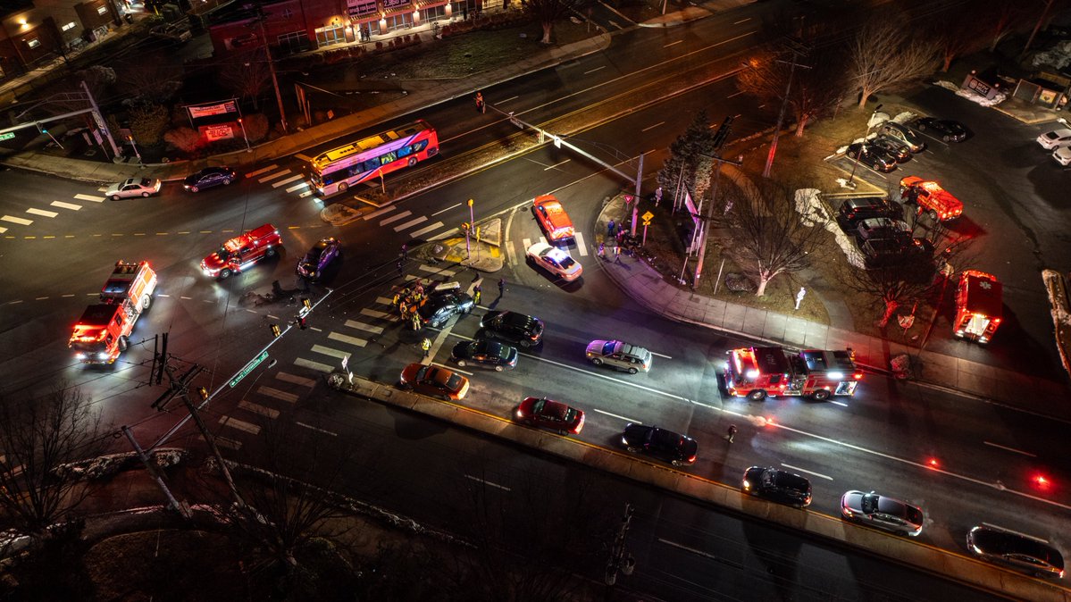Olney, MD - Aerial of a reported crash in the area of Georgia Ave / Olney Laytonsville Rd.