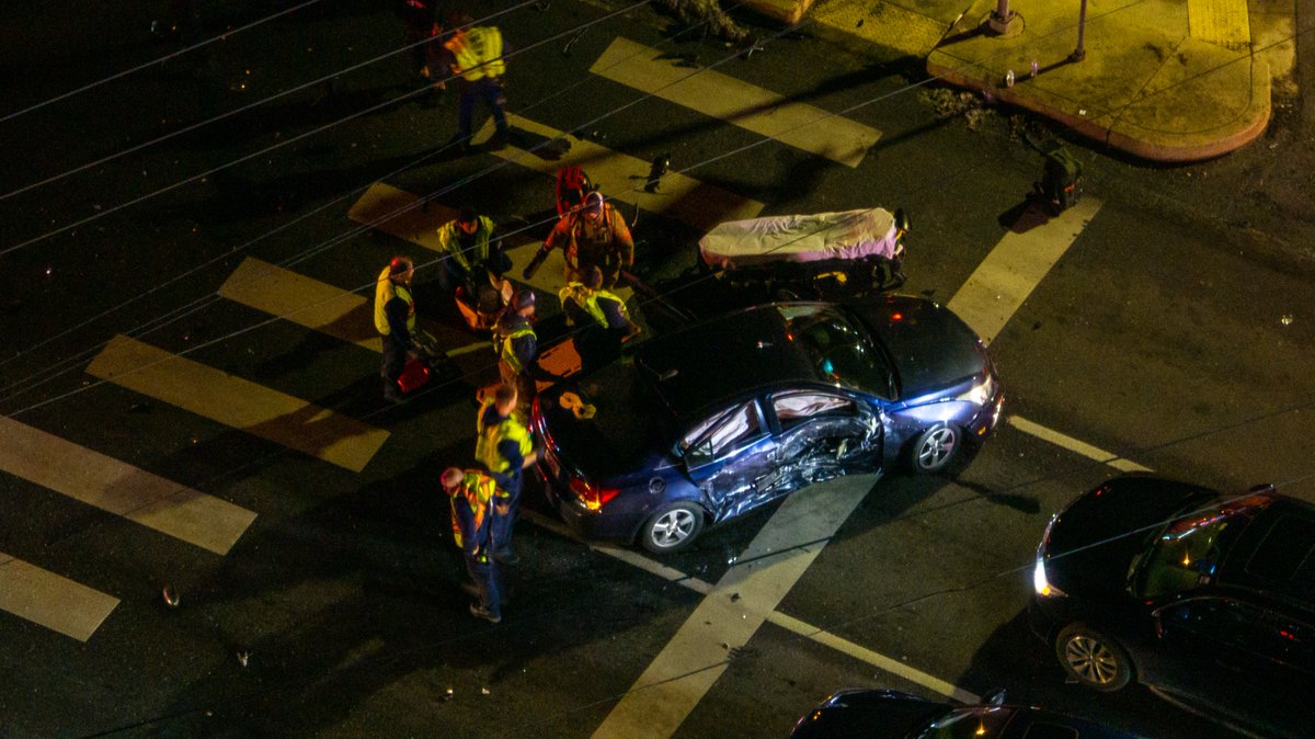 Olney, MD - Aerial of a reported crash in the area of Georgia Ave / Olney Laytonsville Rd. 