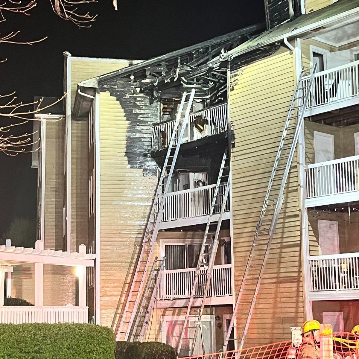 An apartment fire in Gaithersburg Thursday night displaced several families and injured one after flames tore through the top floors of a four-story building, officials say