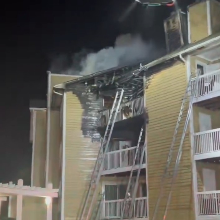 An apartment fire in Gaithersburg Thursday night displaced several families and injured one after flames tore through the top floors of a four-story building, officials say