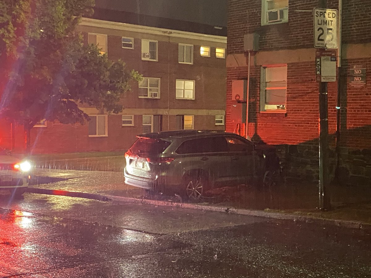 3 BPD officers are being treated for minor injuries in connection to a vehicle chase. The chase ended when the vehicle struck this building at 1600 Booker Court