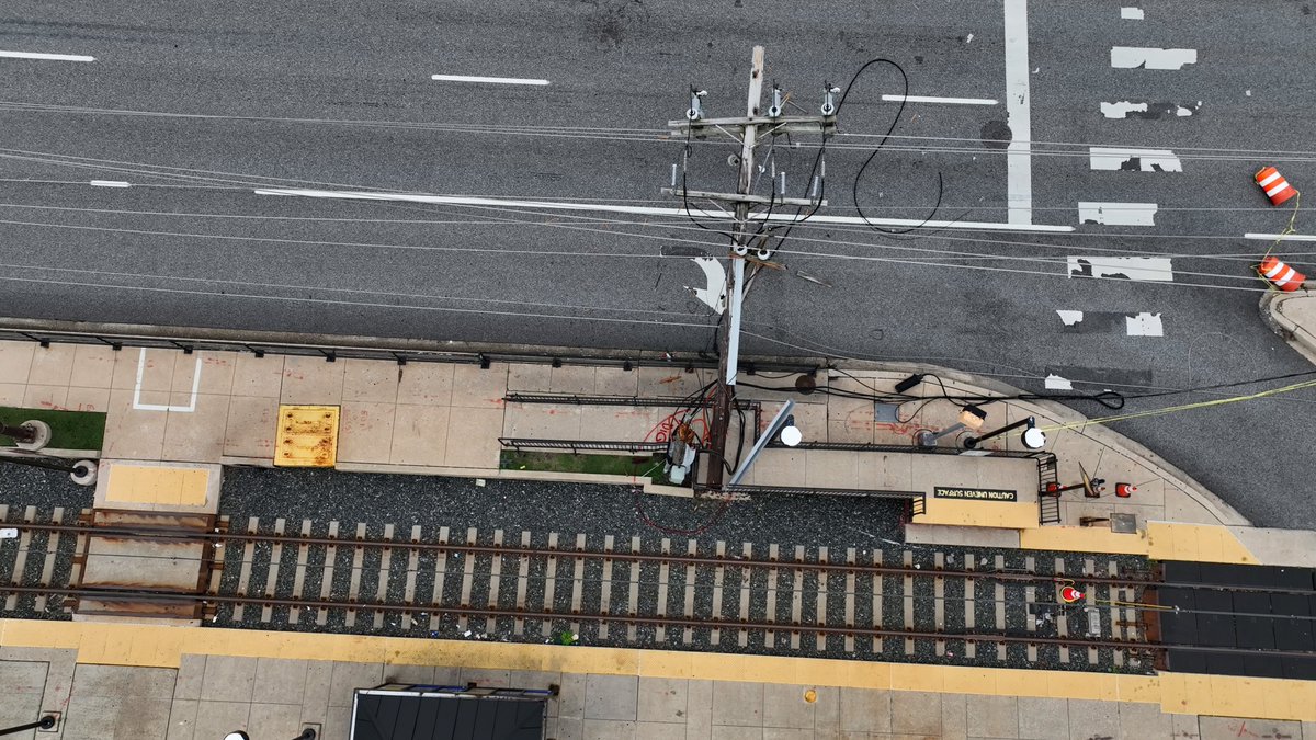 Crews are continuing storm damage cleanup at Cromwell Station in Glen Burnie on Tuesday