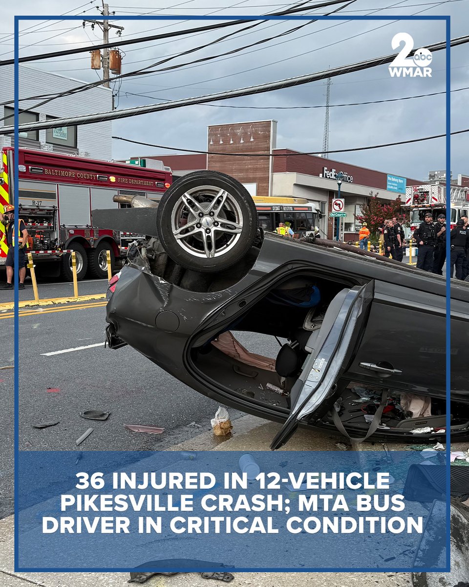 36 injured in 12-vehicle Pikesville crash; MTA bus driver in critical condition