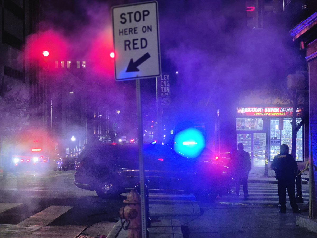 An officer reported shots fired at the intersection of Saratoga Street and Eutaw Avenue. Police have shut down the area
