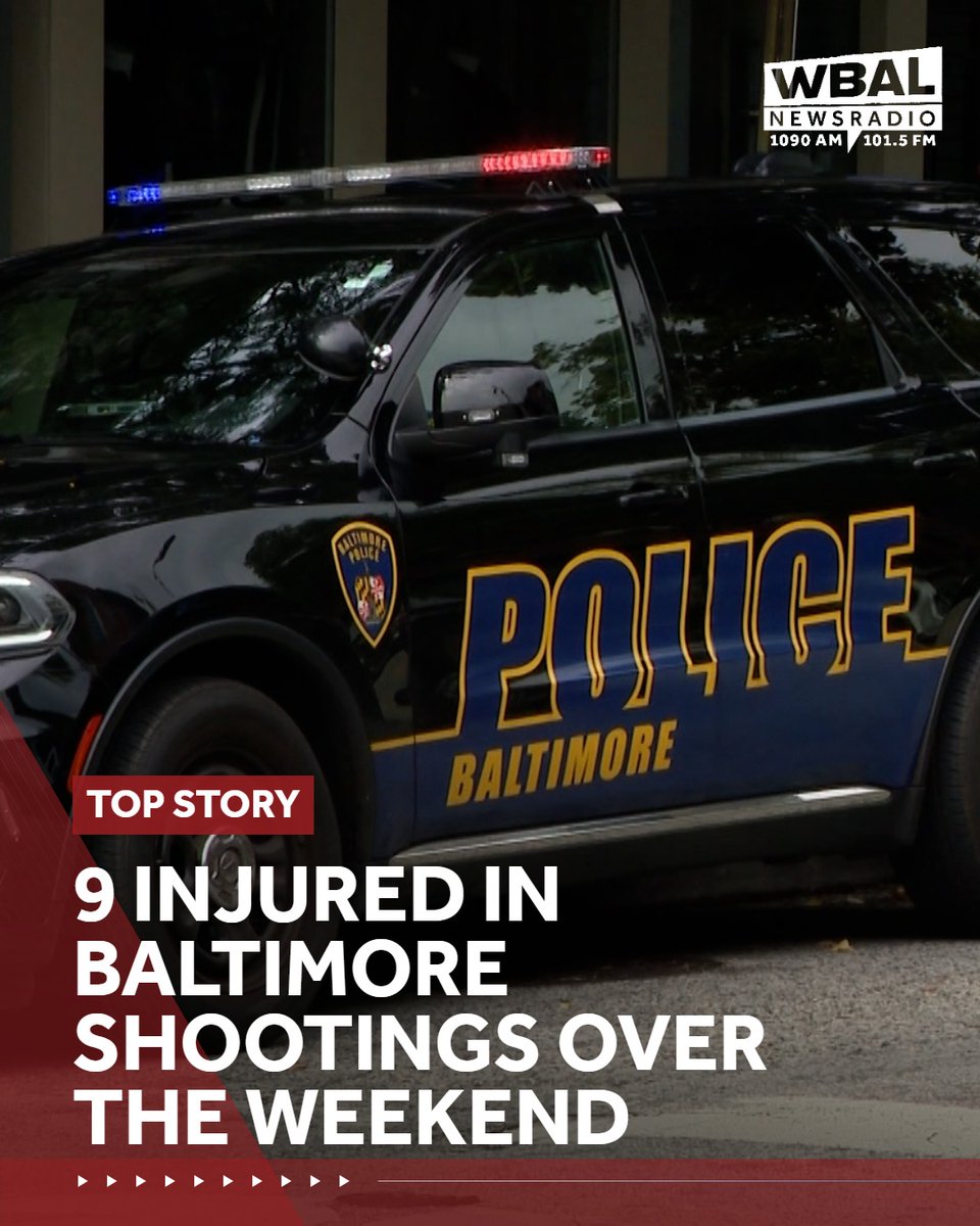A teenager is among as many as nine people injured in separate shootings over the weekend in Baltimore, police said