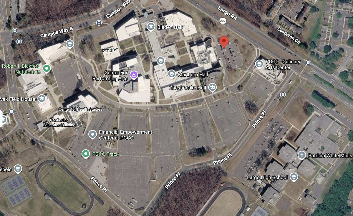 301 Largo Road, Upper Marlboro, MD, USA (prince george's county)   *shooting*  PG community college   16yom shot - being transported by ems   campus being shut down largo high school going on lock down   pd searching for silver honda 4 door